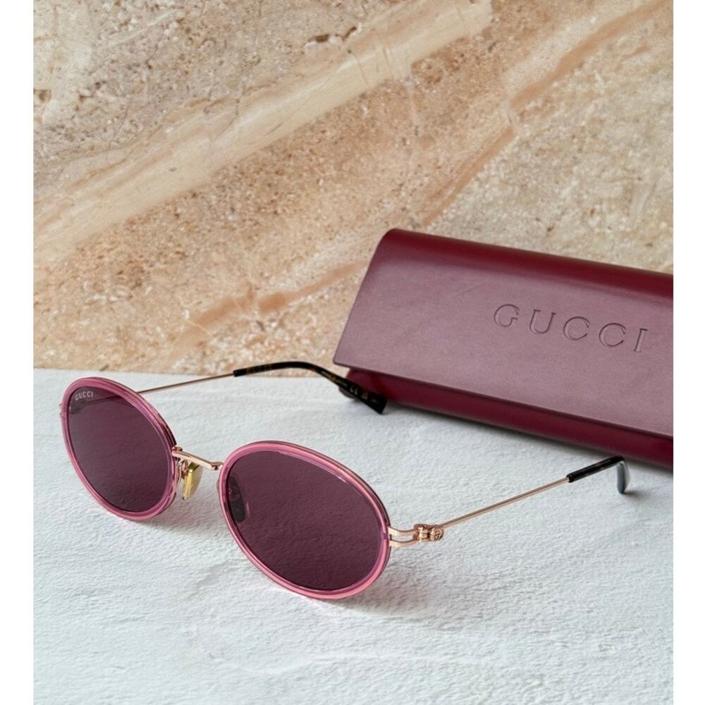 NEW Gucci GG1980S Pink Oval Sunglasses $545